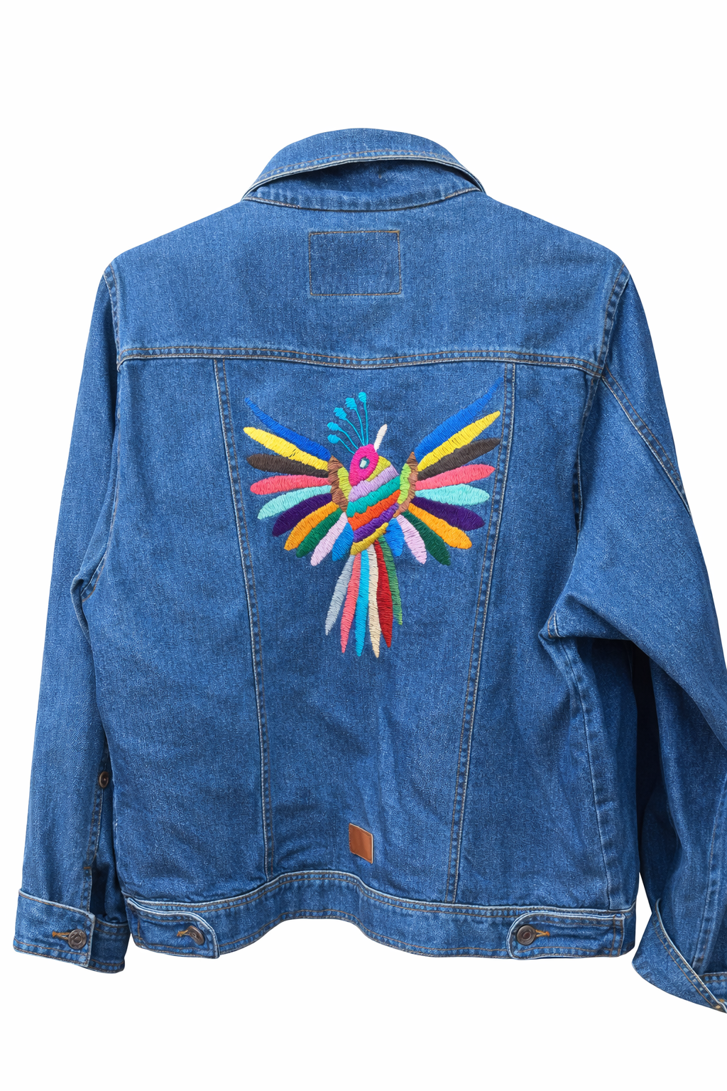 Chaqueta de Mezclilla Bordada Tenango Artesanal Mexicana | Hand Embroidered Denim Jacket Boho Floral Handmade